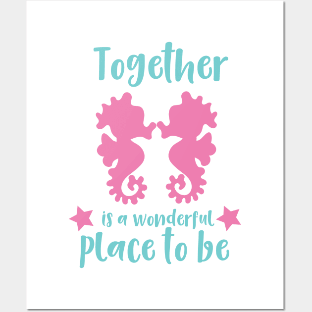 Together Is A Wonderful Place To Be, Seahorses Wall Art by Jelena Dunčević